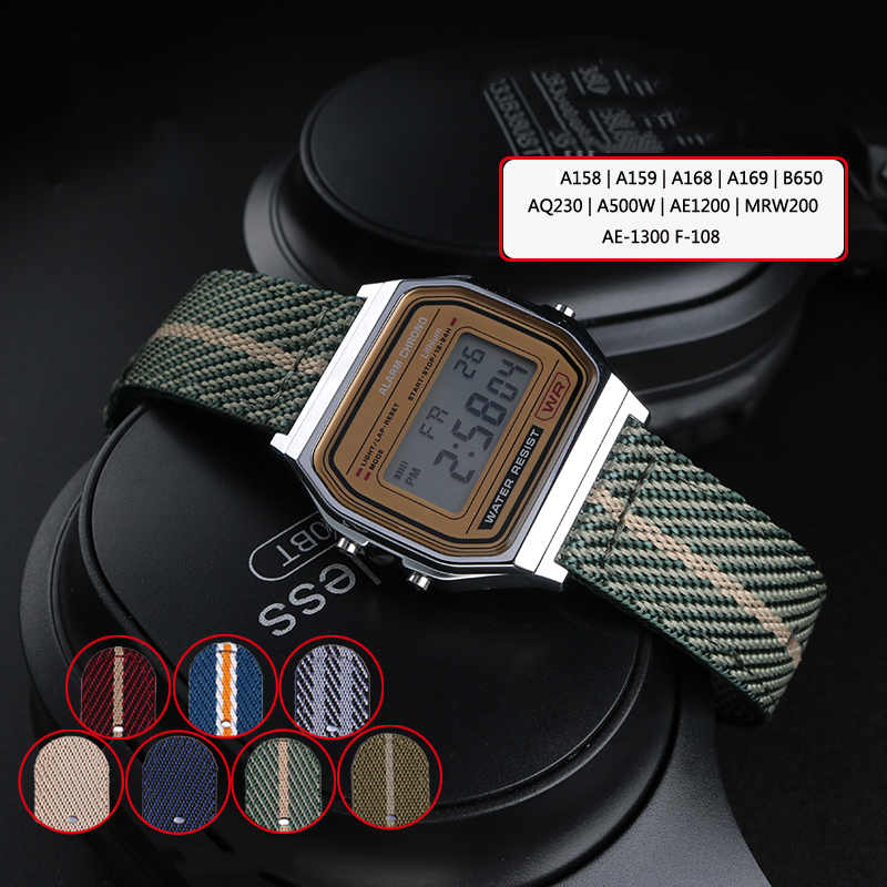 Canvas Strap Watch - New Nylon Watchband for Casio Antique