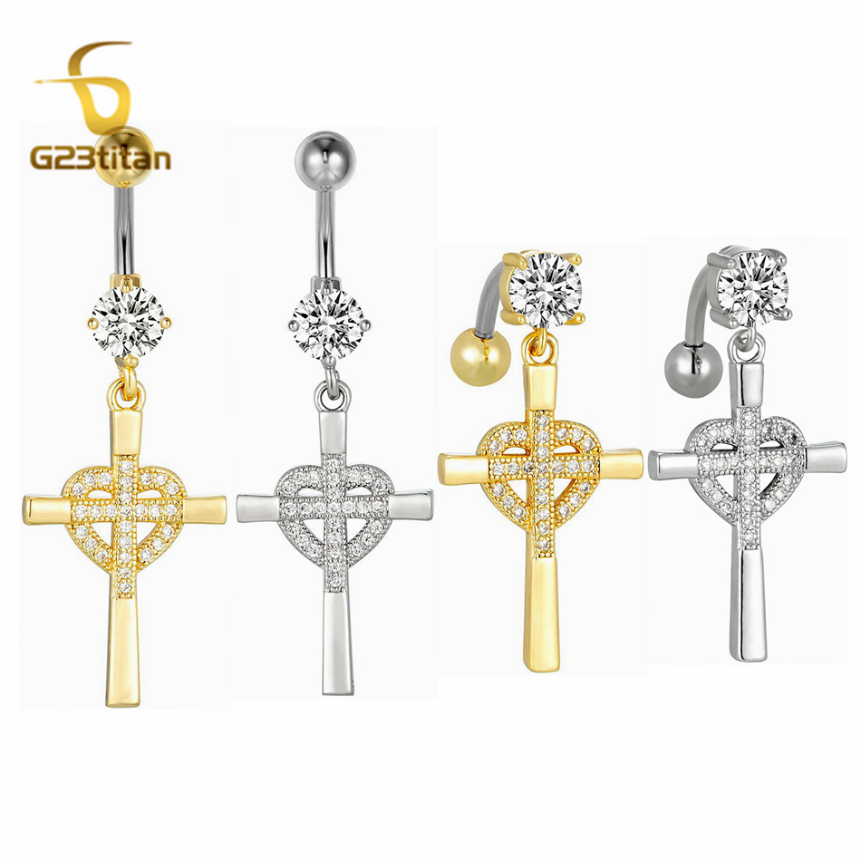 CZ Heart Cross Zircon Dangled  - Curved Spring Bar recensione e prezzo