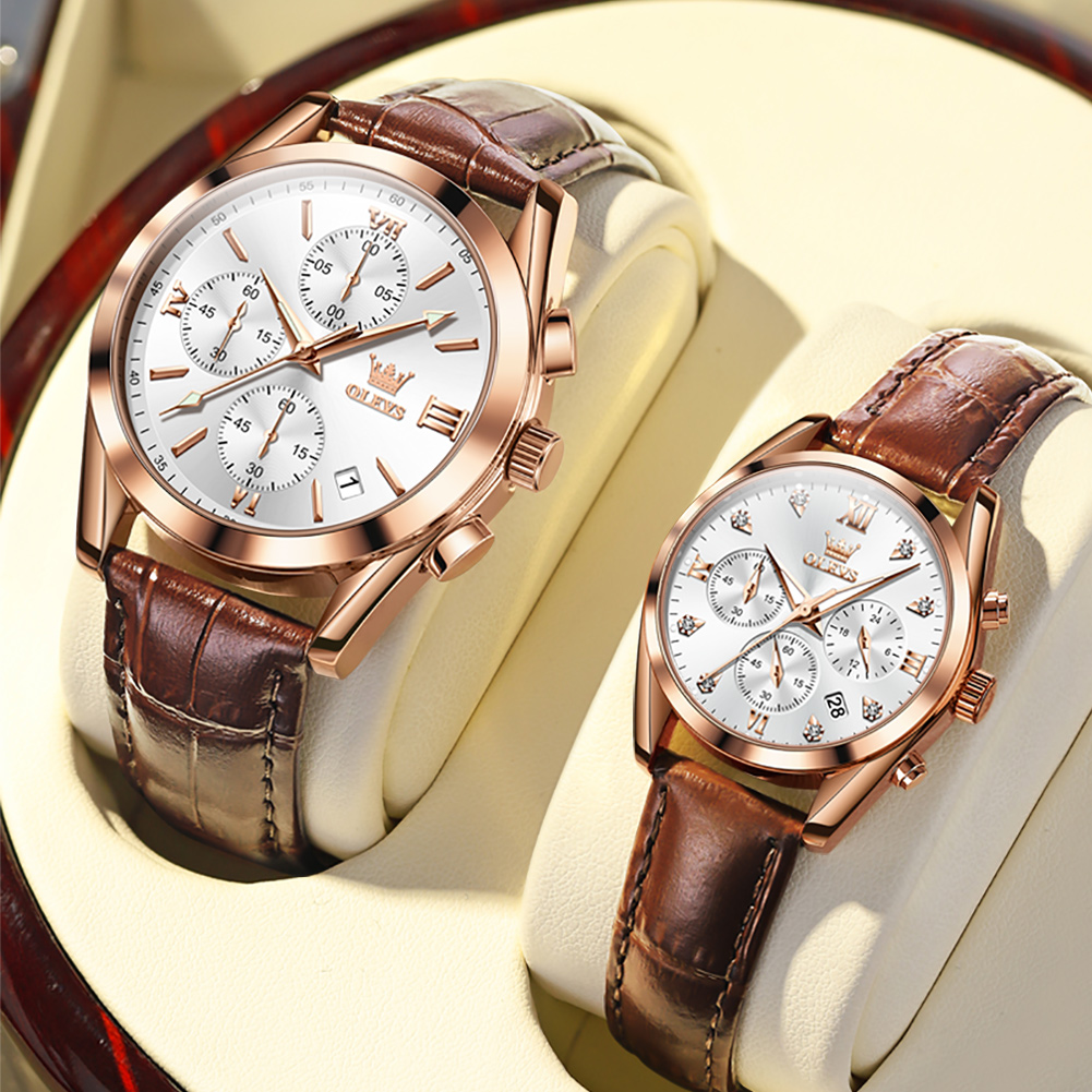 OLEVS Couple Watch for Men Wom - Leather Watch Band Men recensione e prezzo