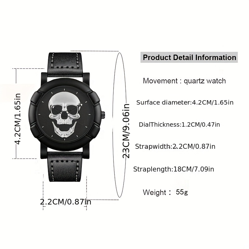 Skull Pattern Multi Display Po - Leather Watch Band Men recensione e prezzo