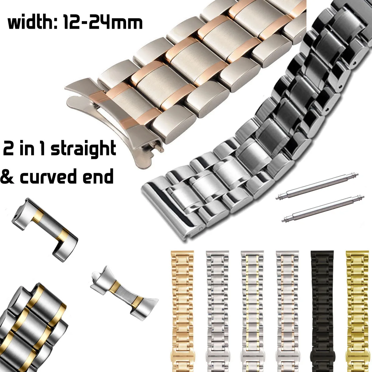 Flat Curved End Solid Metal Wa - Butterfly Clasp Deployant recensione e prezzo