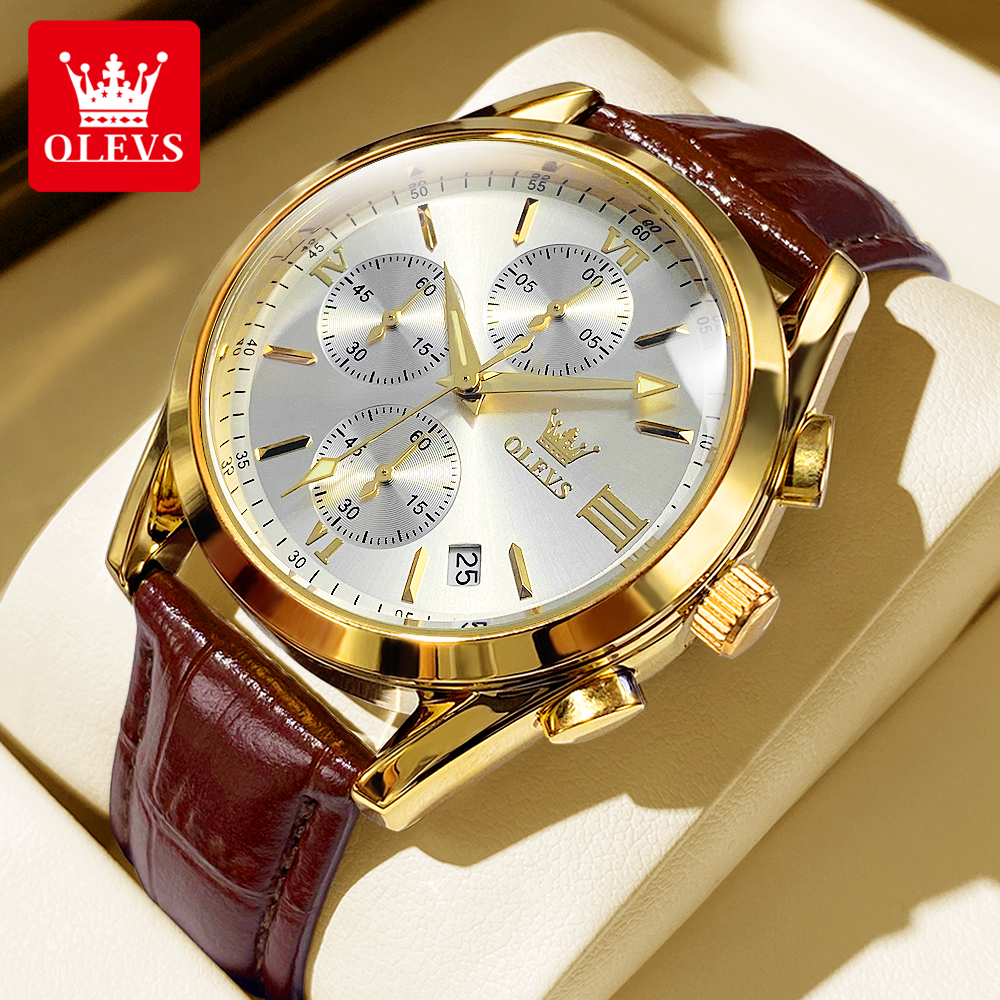 OLEVS 2872 Chronograph Men's W - Leather Watch Band Men recensione e prezzo