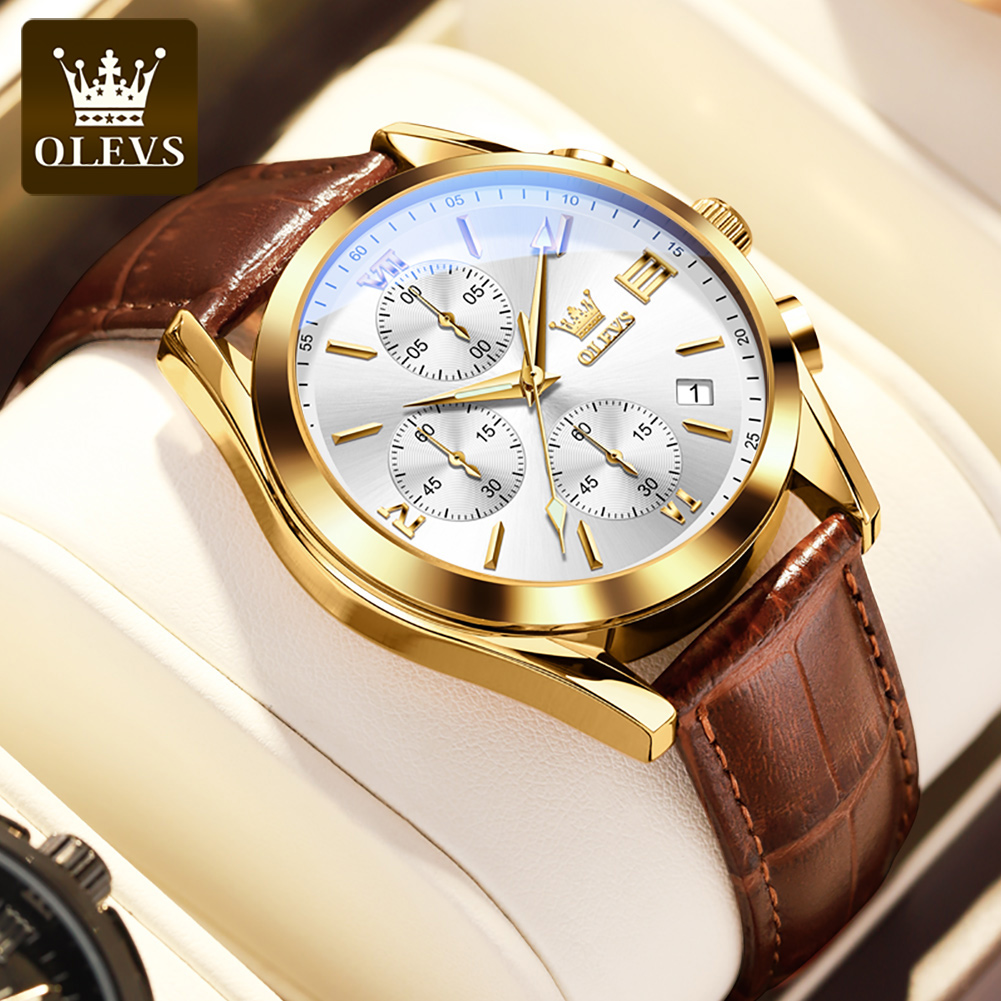 OLEVS 2872 Chronograph Men's W - Leather Watch Band Men recensione e prezzo