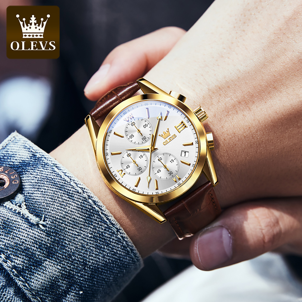 OLEVS 2872 Chronograph Men's W - Leather Watch Band Men recensione e prezzo