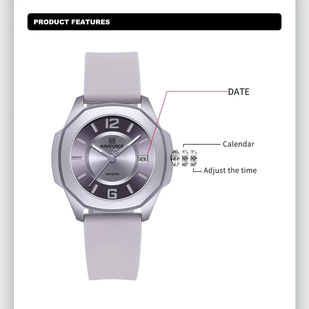 NAVIFORCE 7107 Watch for Women - Silicone Band Women recensione e prezzo