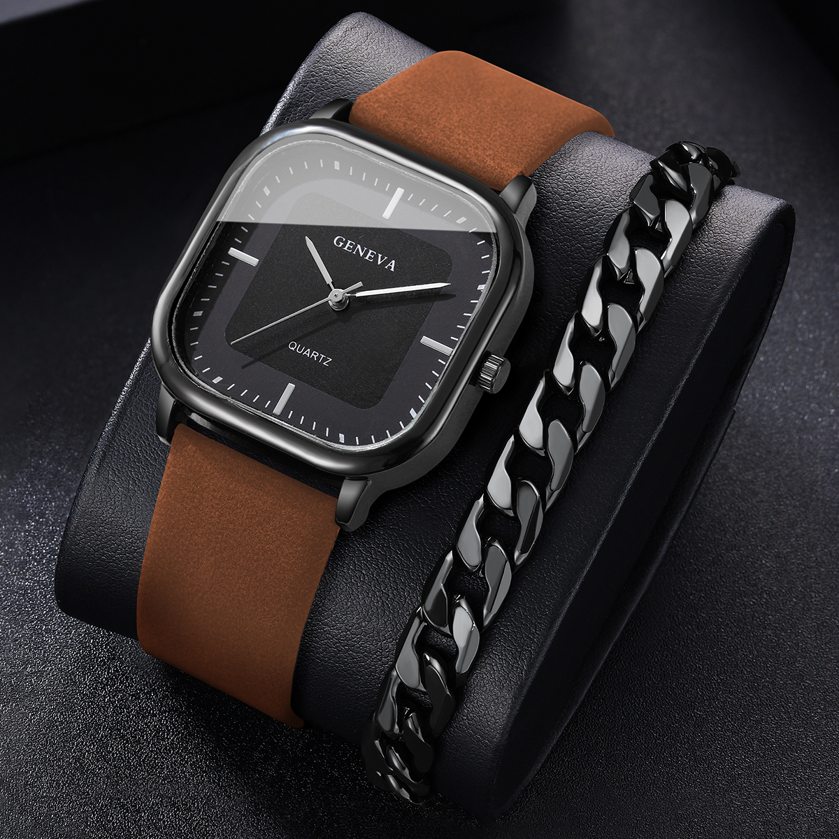 2PCS/Set Fashion Leather Strap - Leather Watch Band Men recensione e prezzo