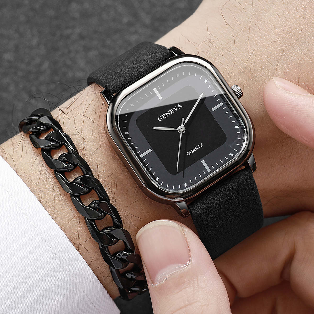 2PCS/Set Fashion Leather Strap - Leather Watch Band Men recensione e prezzo