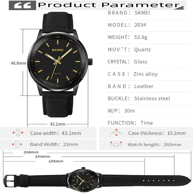 Skmei Original Brand Quartz Wa - Leather Watch Band Men recensione e prezzo